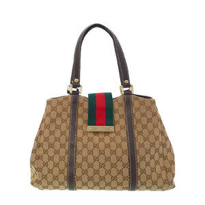 Gucci Beige Ebony GG Canvas Web Shoulder Bag Brown